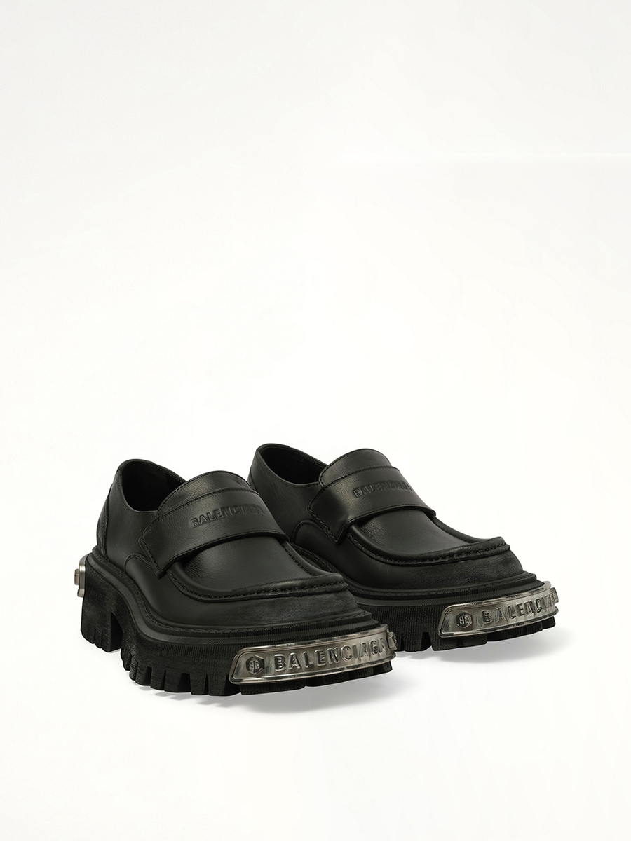 Tractor Loafer L20 in Black/Silver Front View | BALENCIAGA