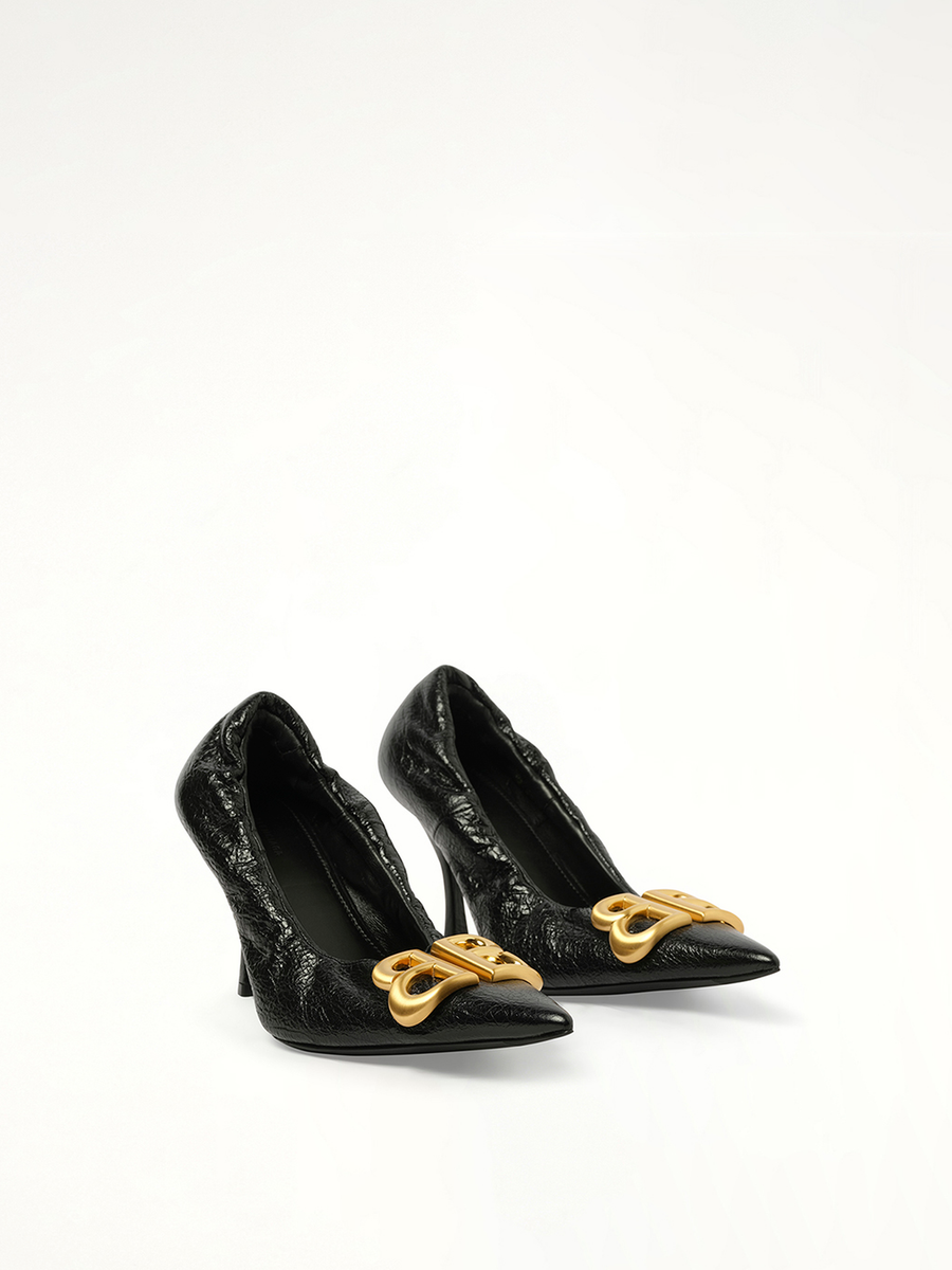 Monaco Pump BB H90 in Black/Gold Front View | BALENCIAGA