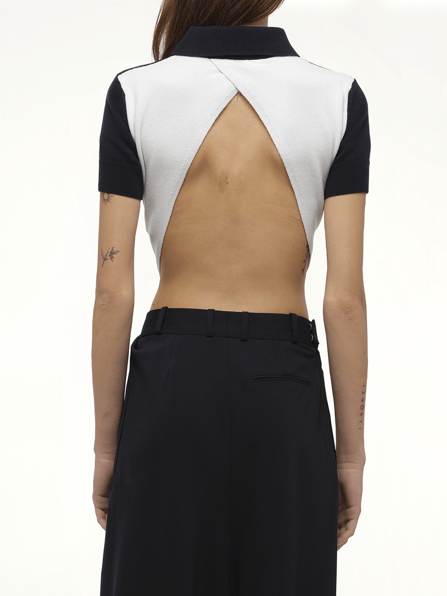 Loewe Polo Sweater in Navy/Ecru