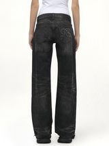 Dirty Wash Straight Jeans in Black