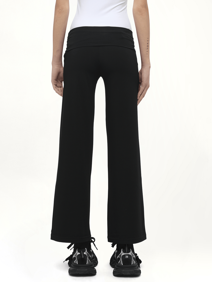 Afternoon Stretch Series - Folded High Waisted Pants in Black