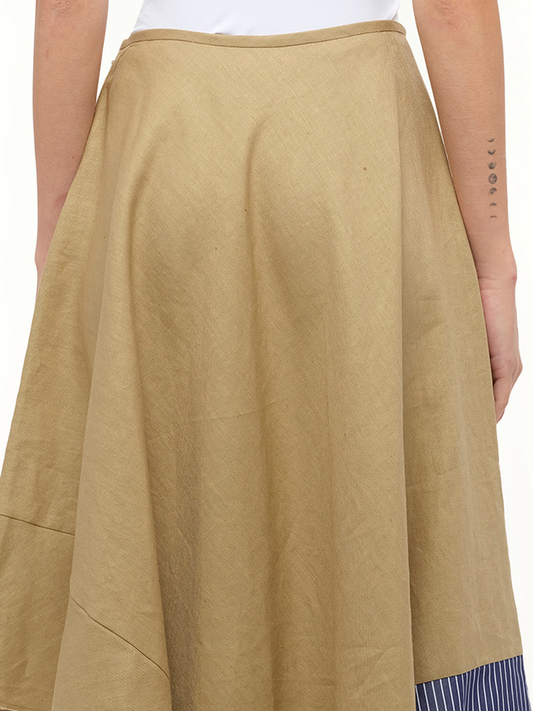 Asym Stripe Skirt in Beige