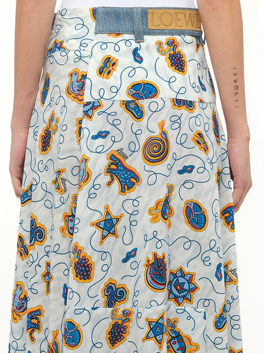 Loewe x Paula Prt Skirt Denim in White