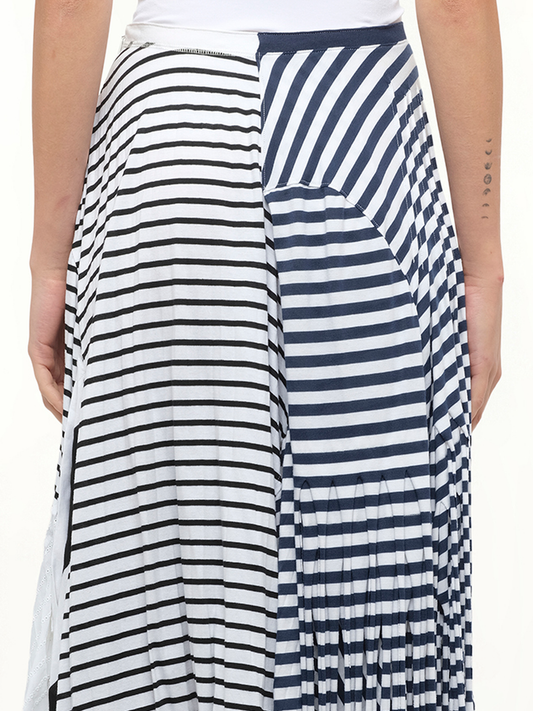 Stripe Jersey Skirt in Navy