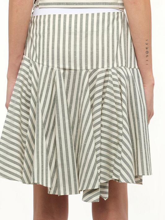 Stripe Skater Skirt in White