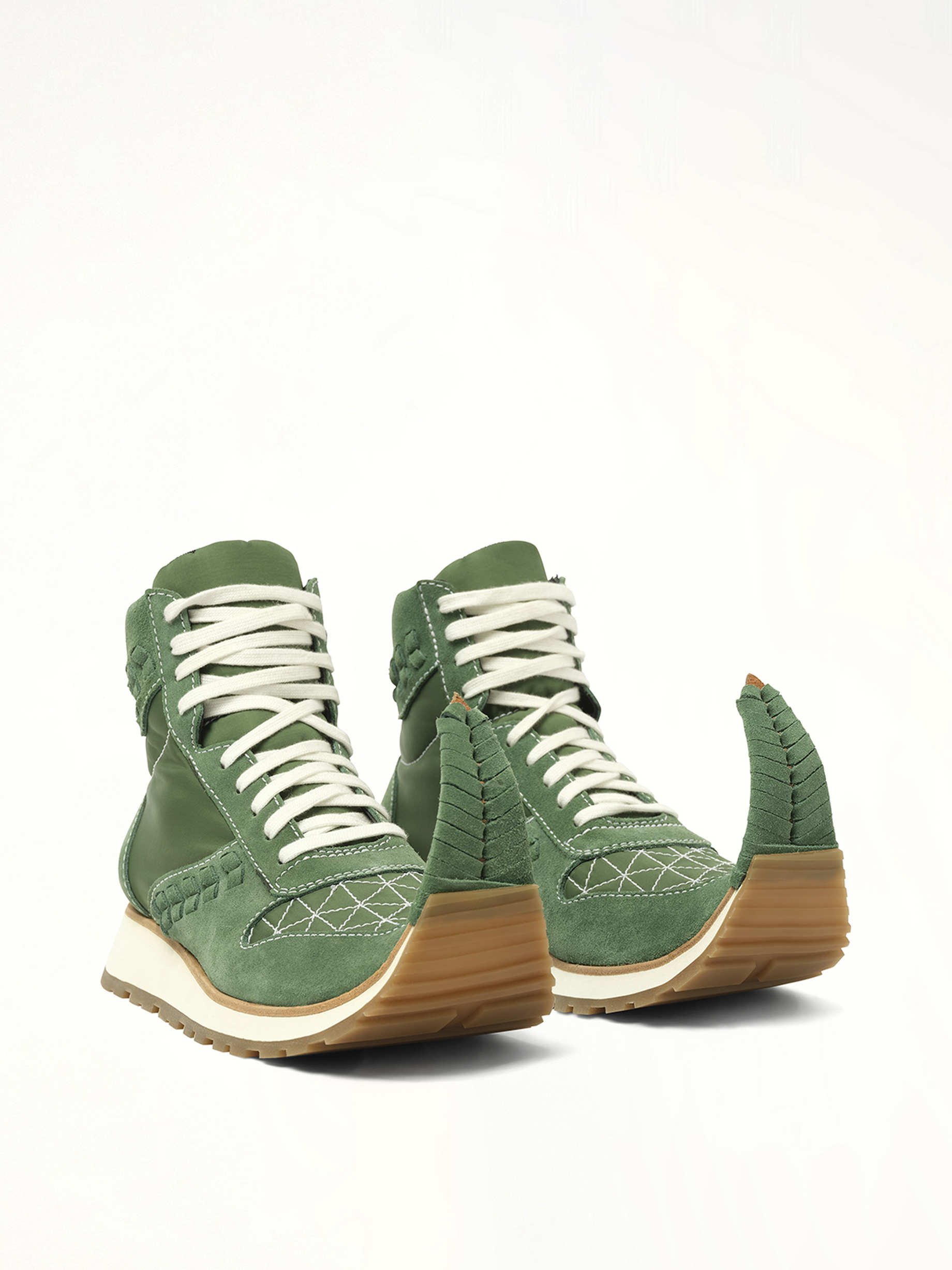 Dinosaur Sneaker Hi in Green Front View | LOEWE