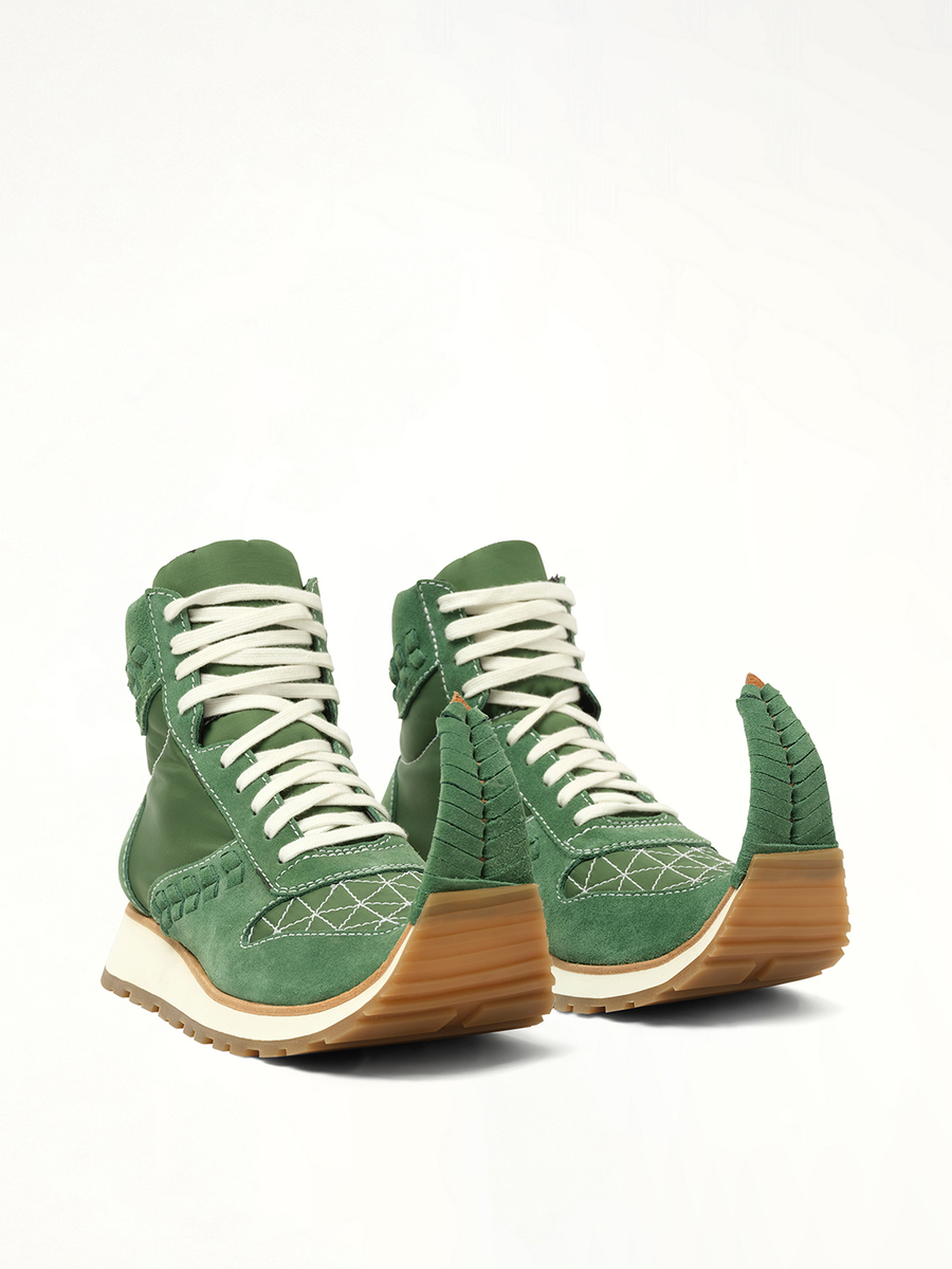 Dinosaur Sneaker Hi in Green Front View | LOEWE