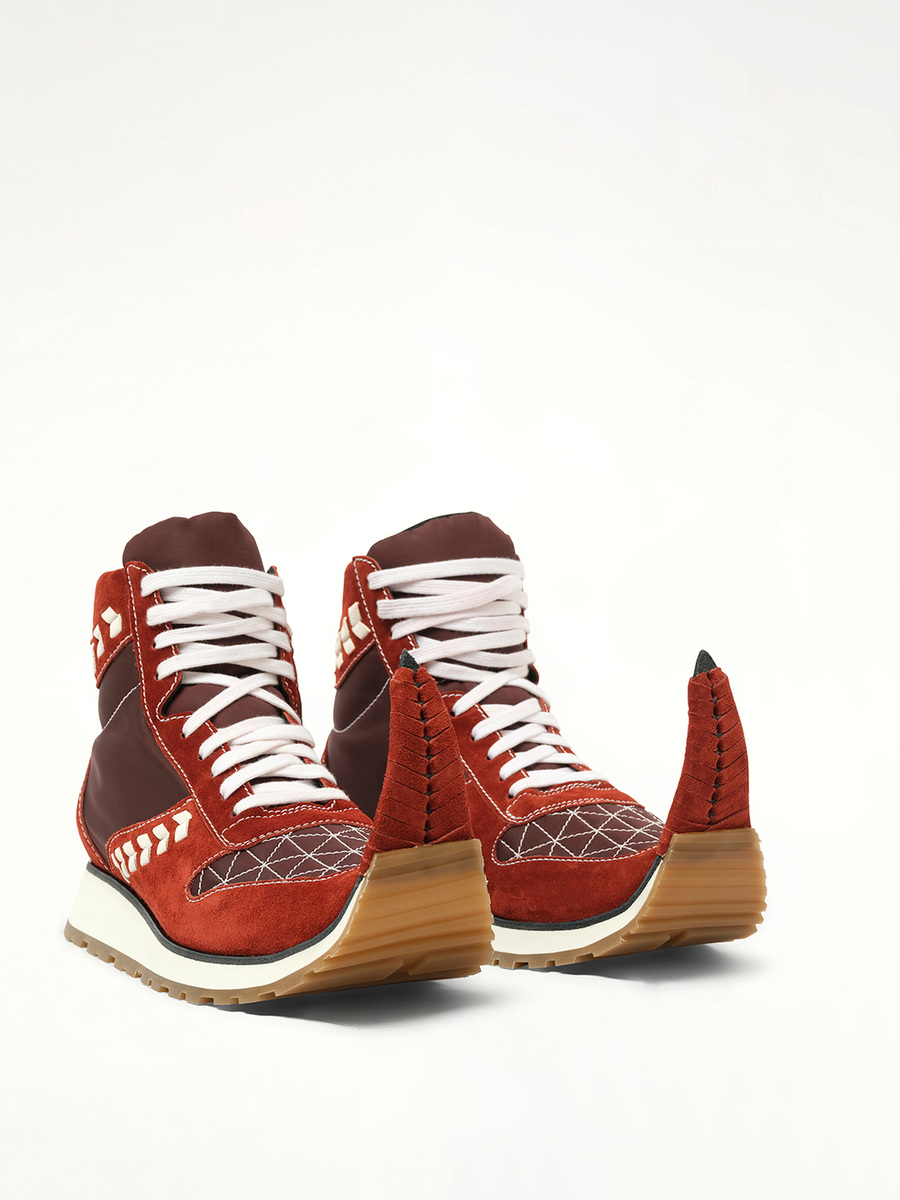 Dinosaur Sneaker Hi in Red Front View | LOEWE