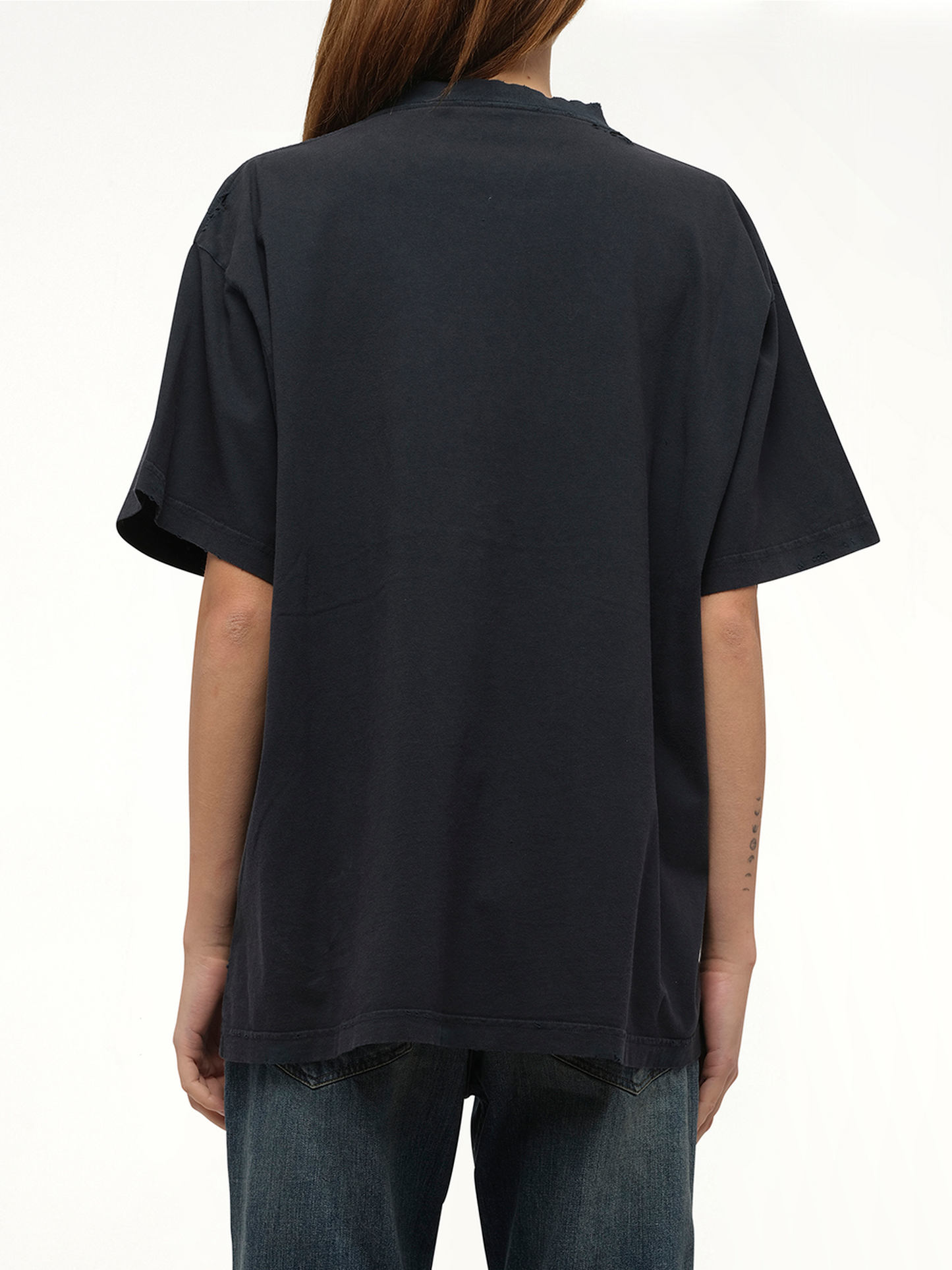 Balenciaga Fashion Designer Oversized T-Shirt in Faded Washed Black