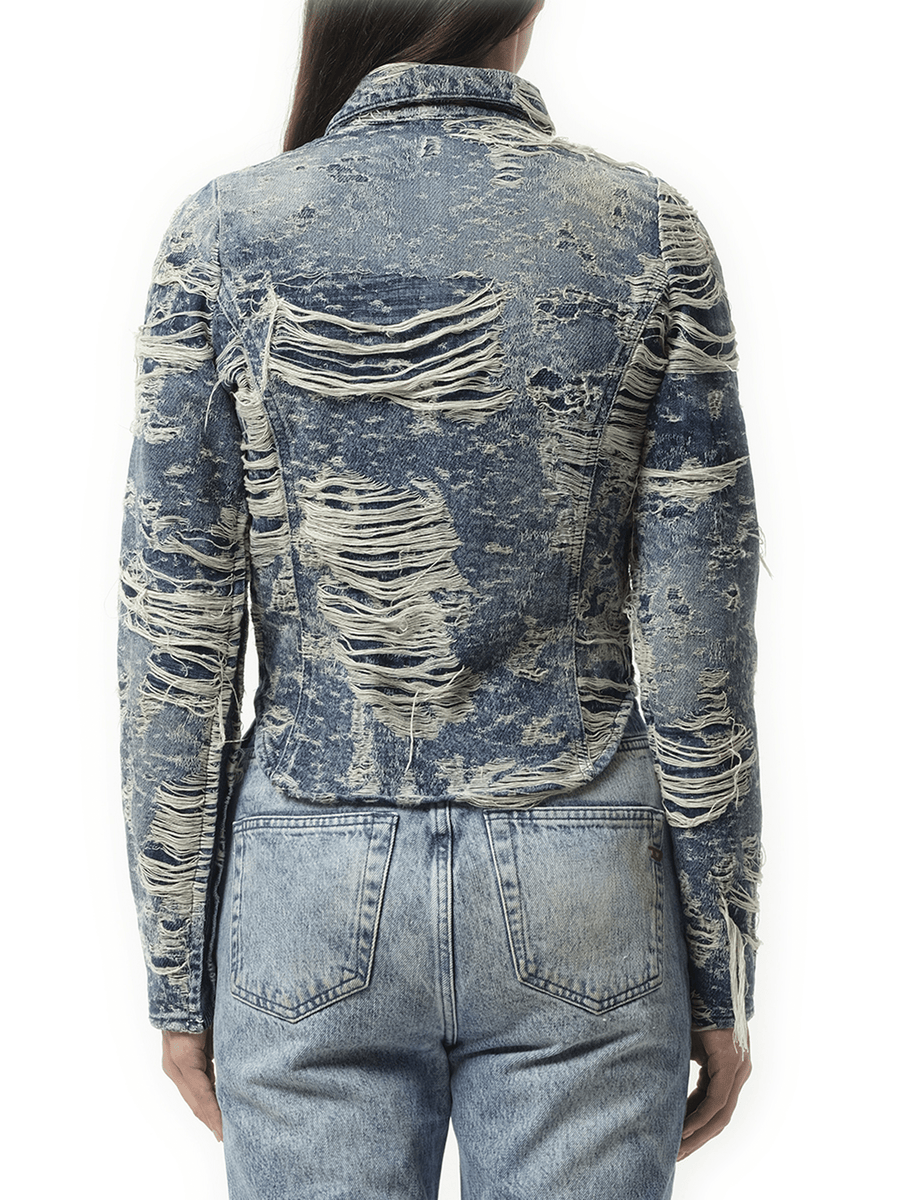 Diesel De-Madeline Distressed Denim Shirt in Blue