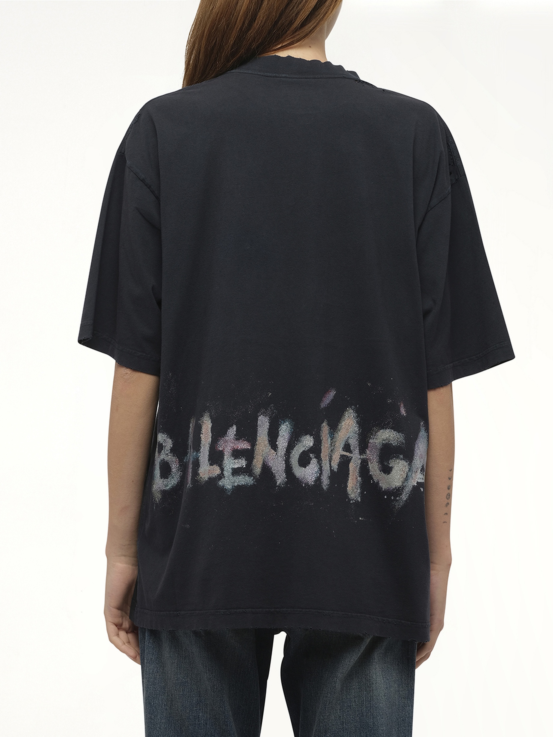 Balenciaga Nail Polish Medium Fit T-Shirt in Faded Washed Black