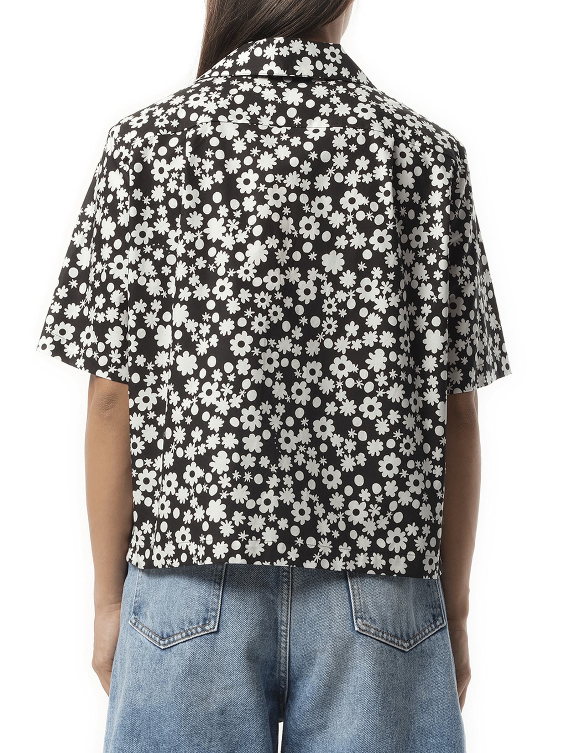 Marni Flower Print Short Sleeve Shirt in Black