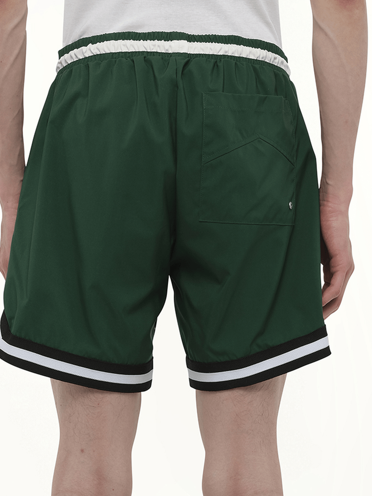 Rhude Logo Basketball Swim Short in Forest Green/Black/White