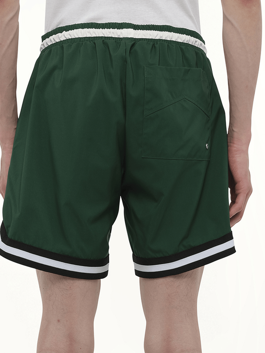 Rhude Logo Basketball Swim Short in Forest Green/Black/White