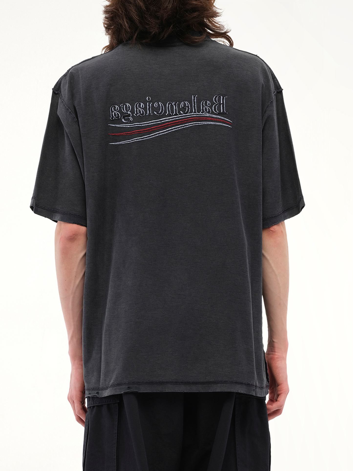 Balenciaga Political Inside-Out Large T-Shirt in Black/White/Red