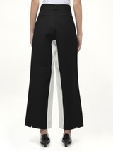 Black & White Stitched Suit Pants in Black