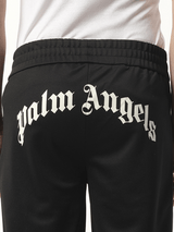 Palm Angels Back Curved Logo Track Pants in Black/Off White