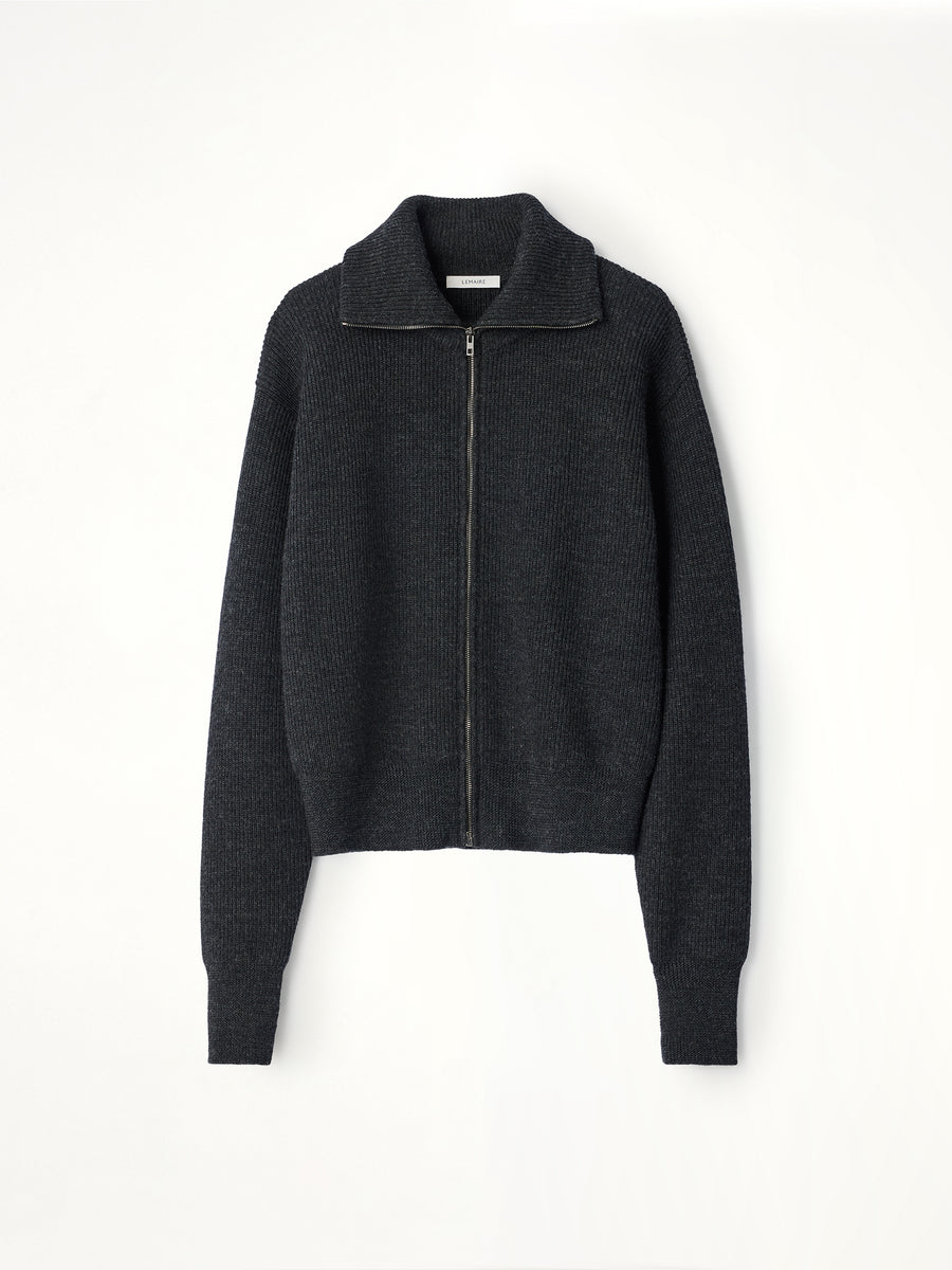 Zipped Cardigan in Ash Melange