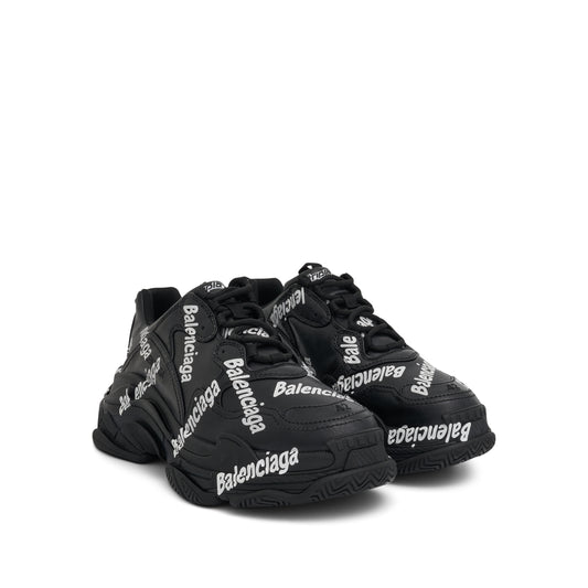 Triple S Logotype Sneaker in Black/White