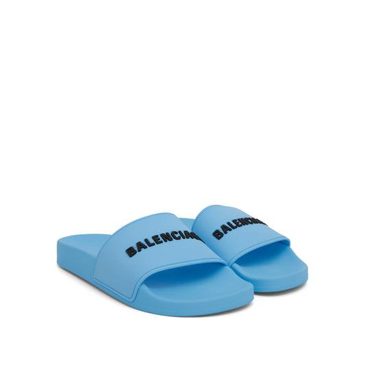 3D Logo Pool Slide Sandal in Sky Blue/Black