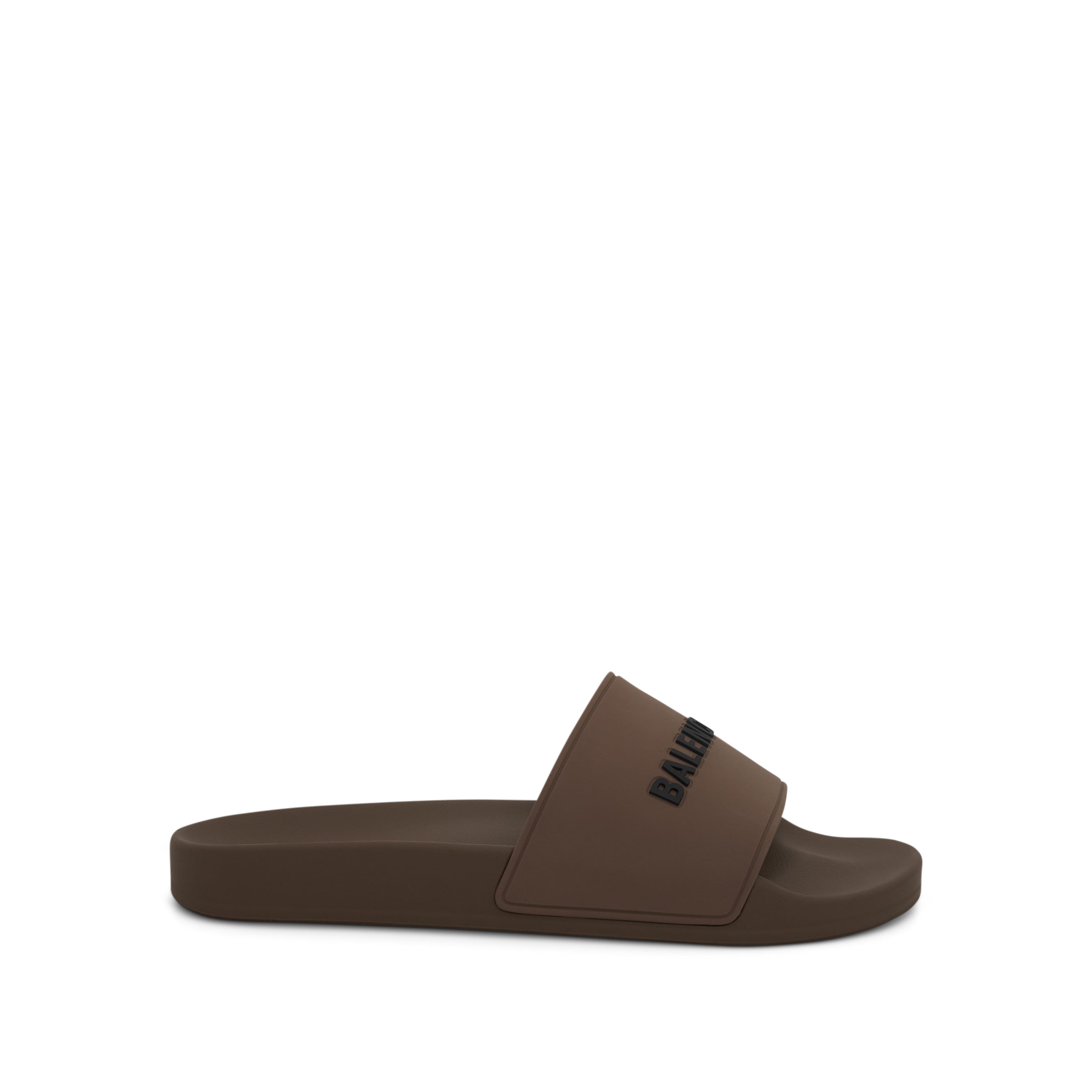 3D Logo Rubber Pool Slide Sandal in Taupe/Black