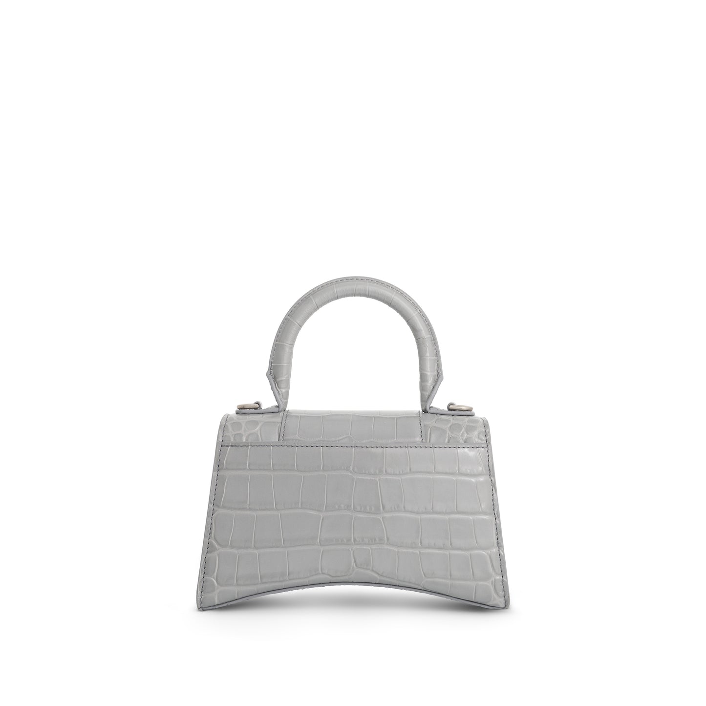 Hourglass XS Croco Embossed Bag in Grey