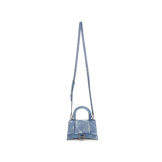 Hourglass XS Handbag in Denim Printed in Blue