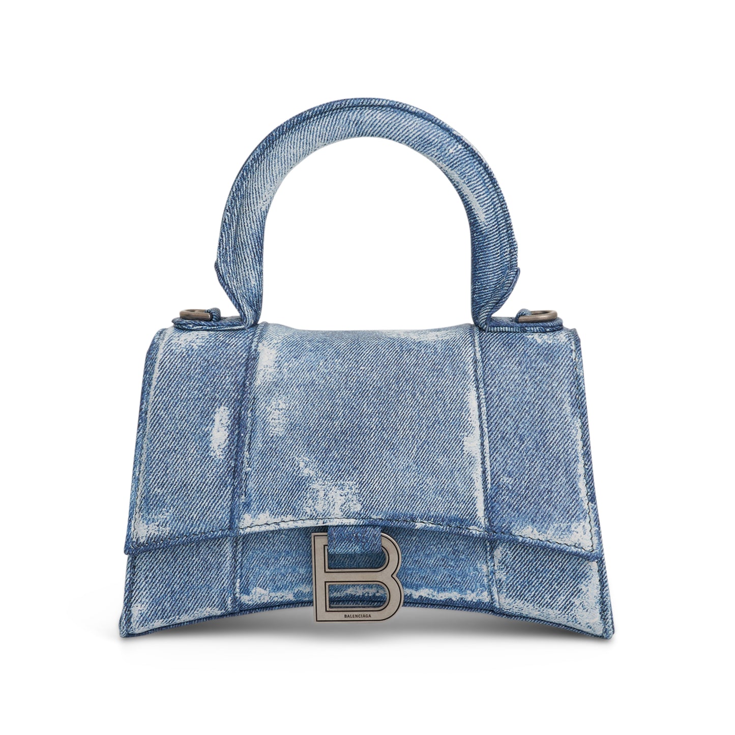 Hourglass XS Handbag in Denim Printed in Blue