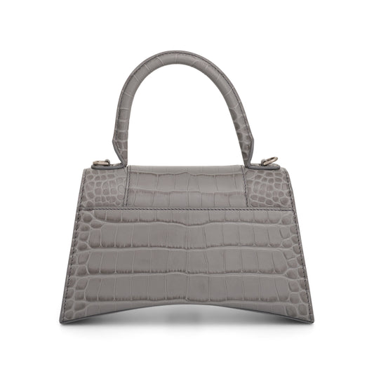 Hourglass Small Croco Embossed Bag in Grey