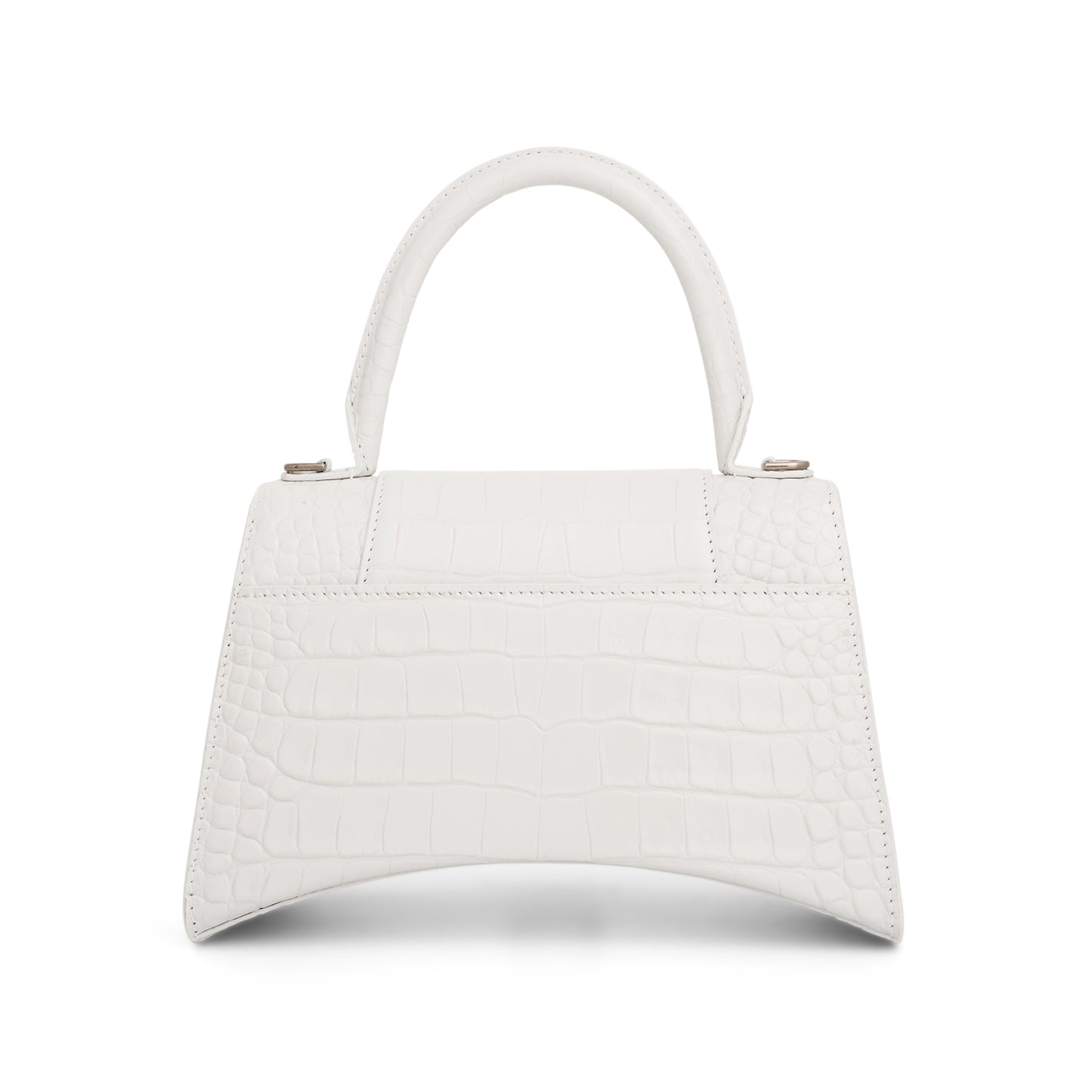 Hourglass Small Croco Embossed Bag in White