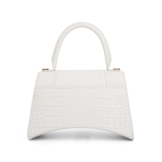 Hourglass Small Croco Embossed Bag in White