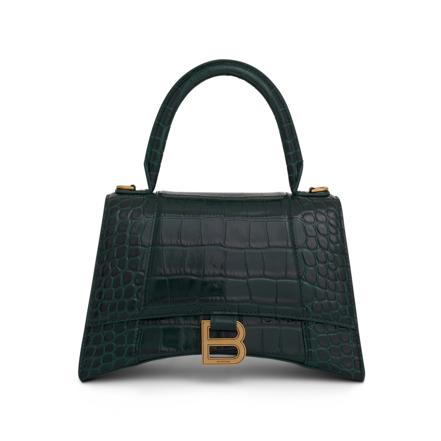 Hourglass Small Croco Embossed Bag in Forest Green