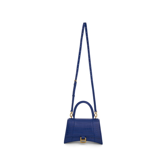 Hourglass Small Croco Embossed Bag in Indigo