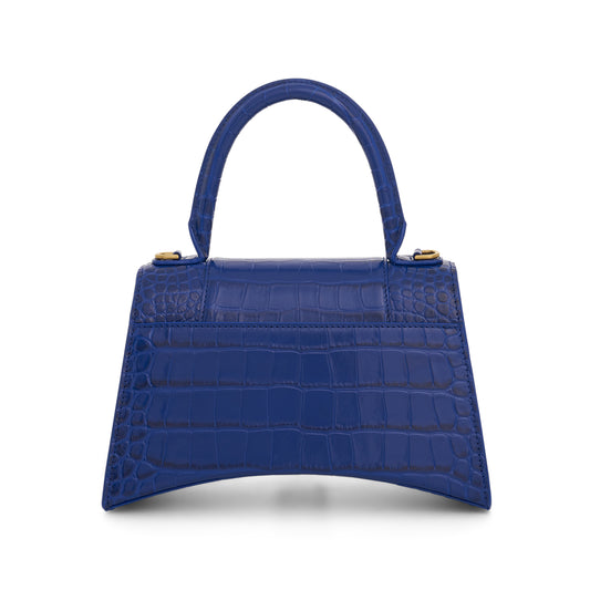 Hourglass Small Croco Embossed Bag in Indigo