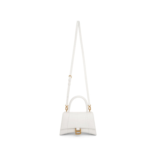 Hourglass Small Croco Embossed Bag in White