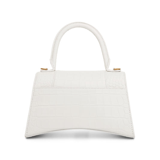 Hourglass Small Croco Embossed Bag in White