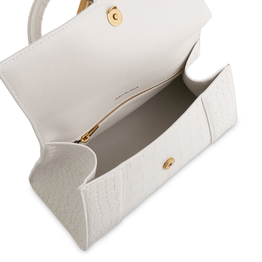 Hourglass Small Croco Embossed Bag in White