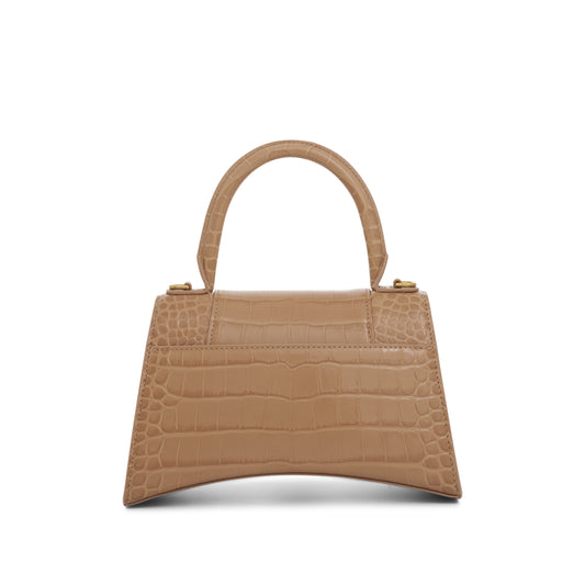 Hourglass Small Croco Embossed Bag in Nude Beige