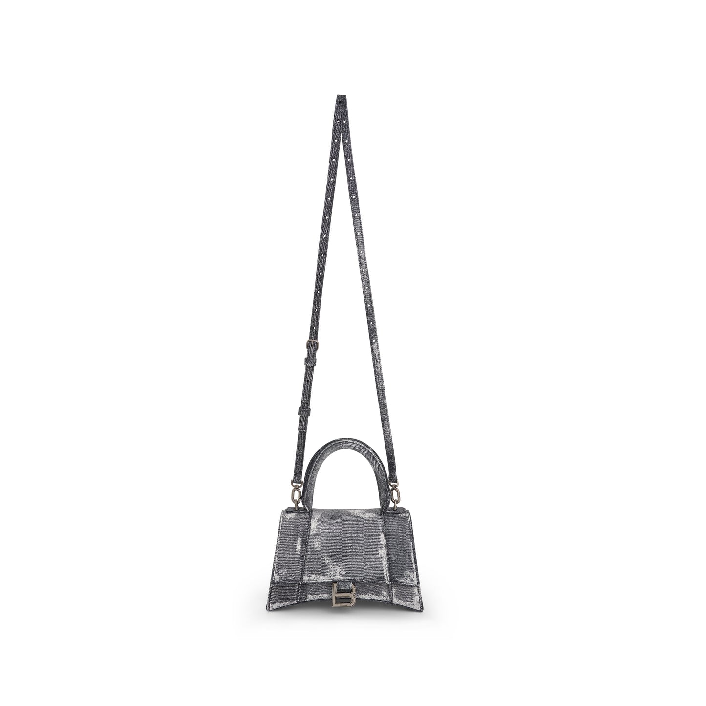 Hourglass Small Handbag in Denim Printed in Black