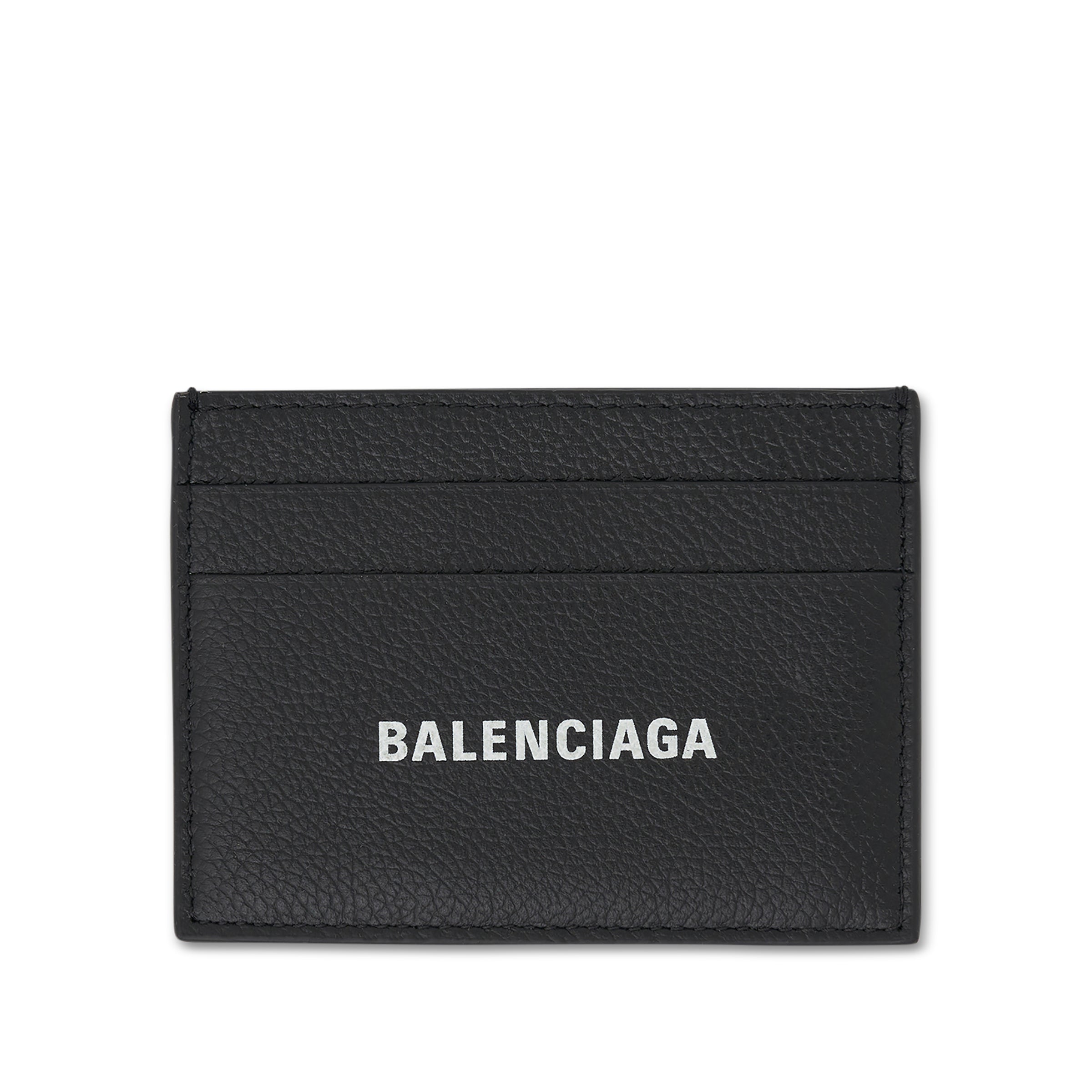 Grained Leather Cash Card Holder in Black/White