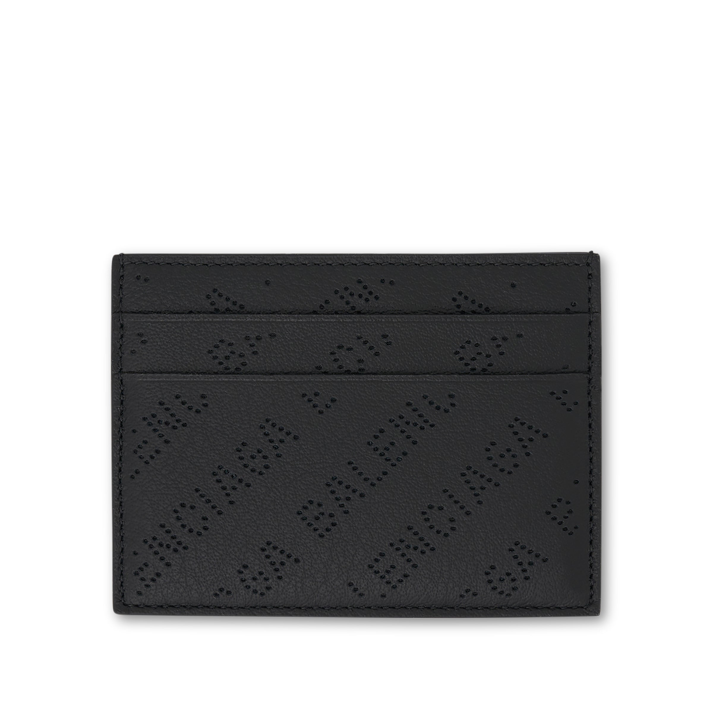 Logo Perforated Leather Cash Card Holder in Black