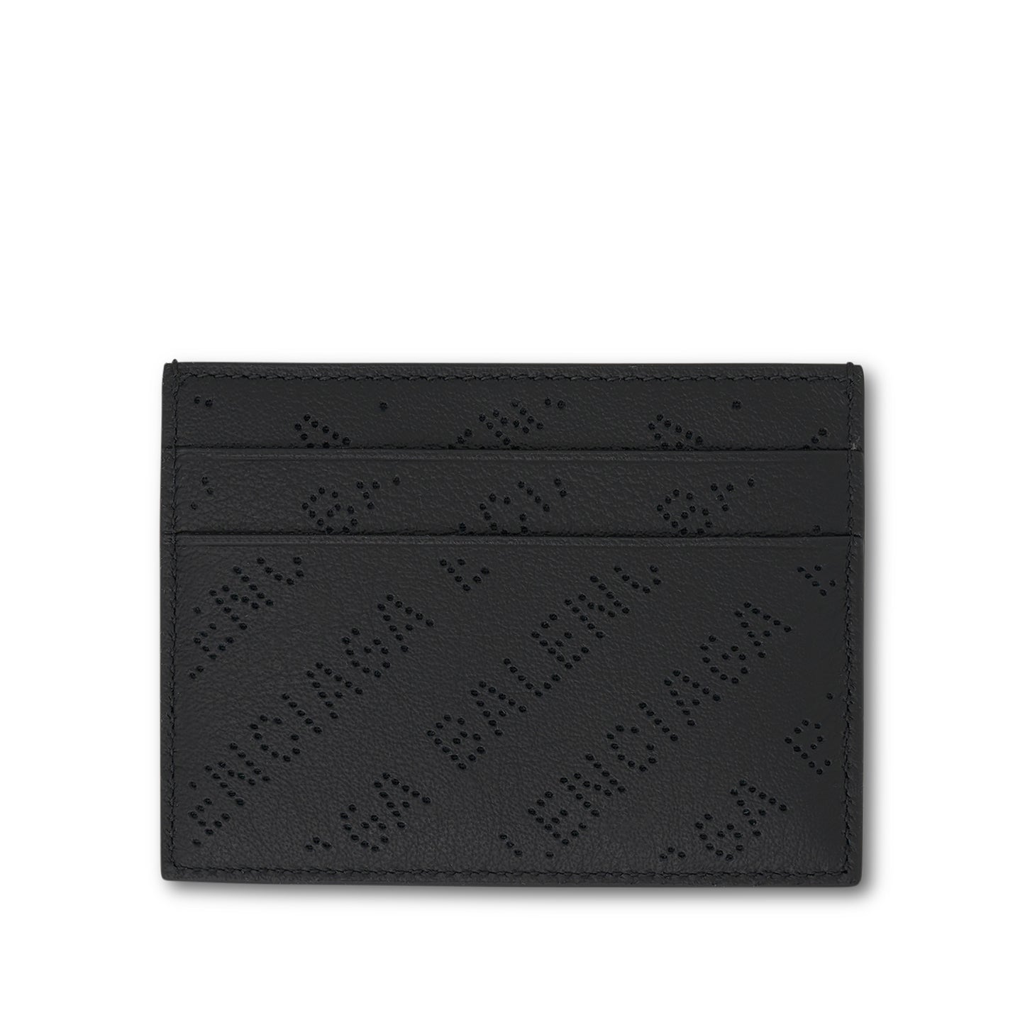 Logo Perforated Leather Cash Card Holder in Black