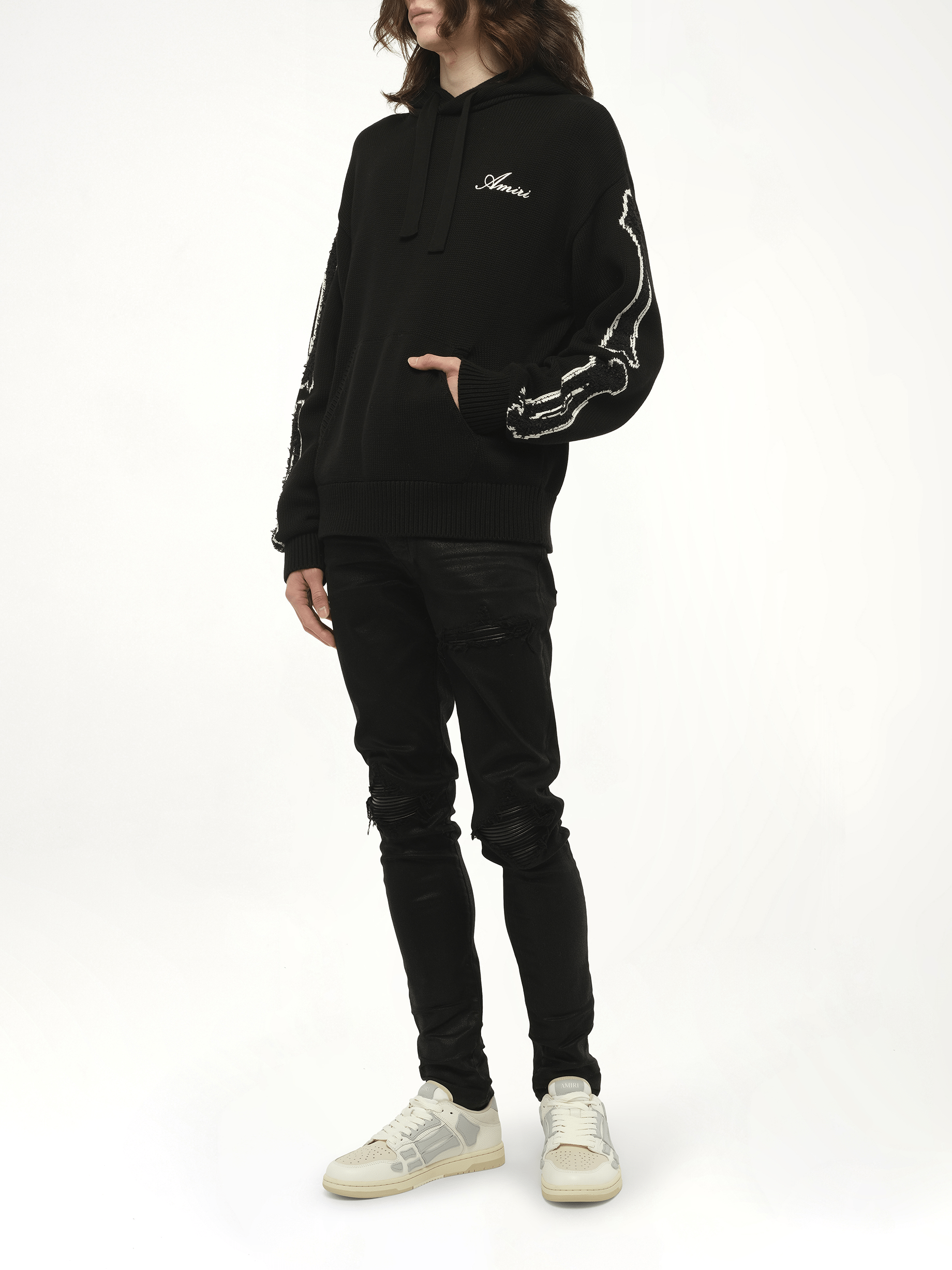 Bones Hoodie in Black/White
