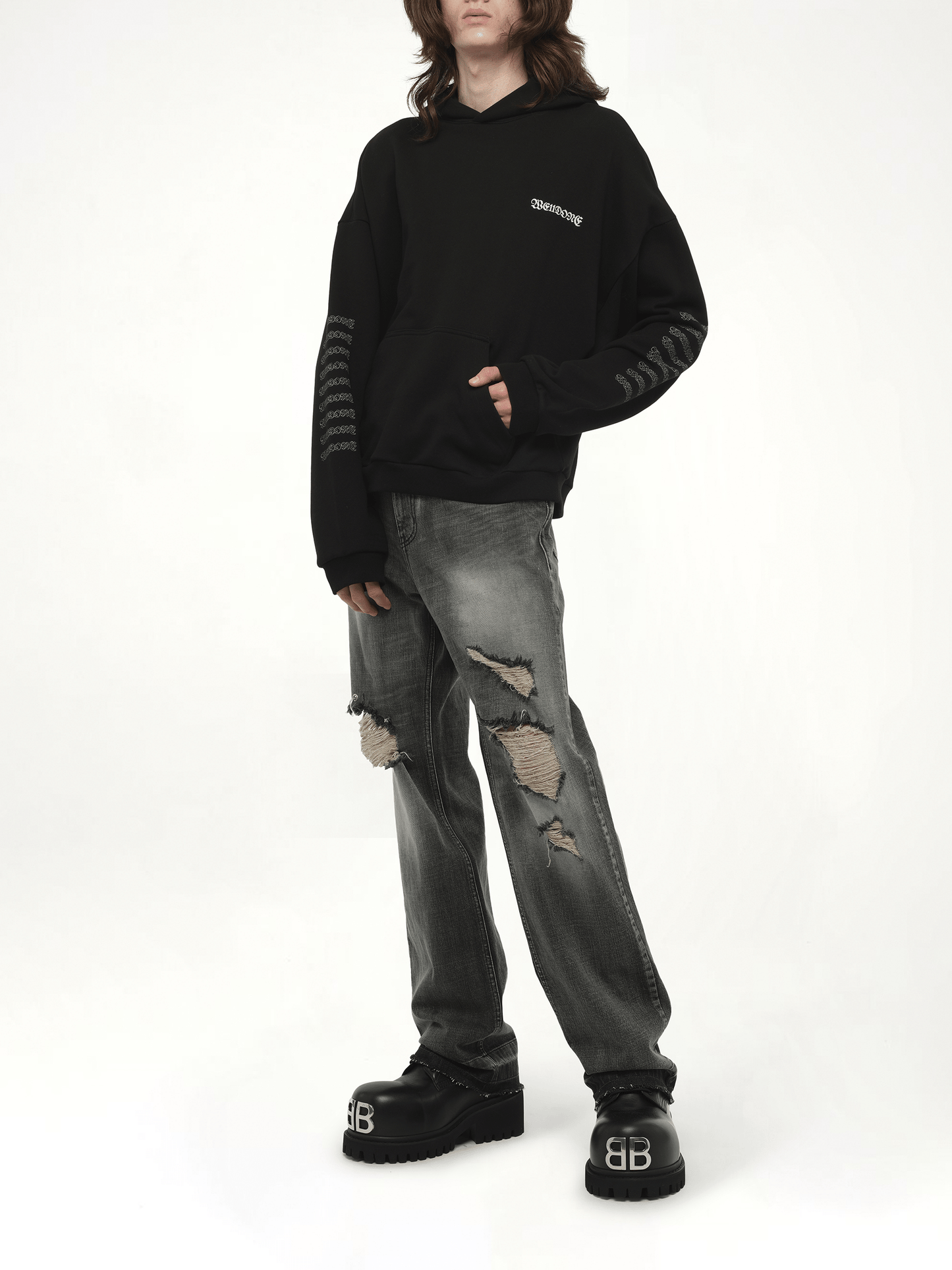 Punk Teddy Hoodie in Black