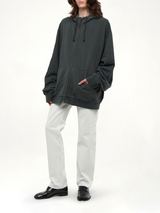 Zip Sweat Jacket in Washed Black