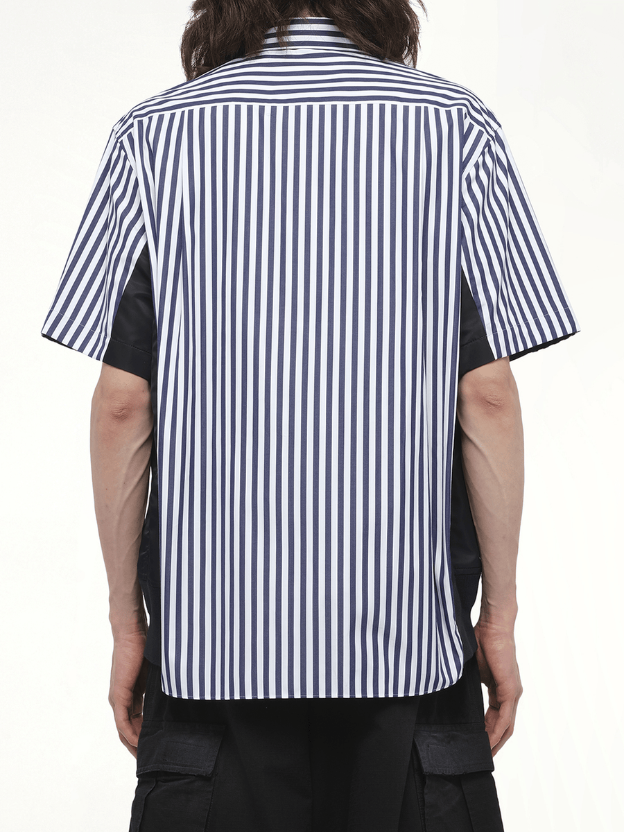 Cotton Poplin Shirt in Navy Stripe/Navy