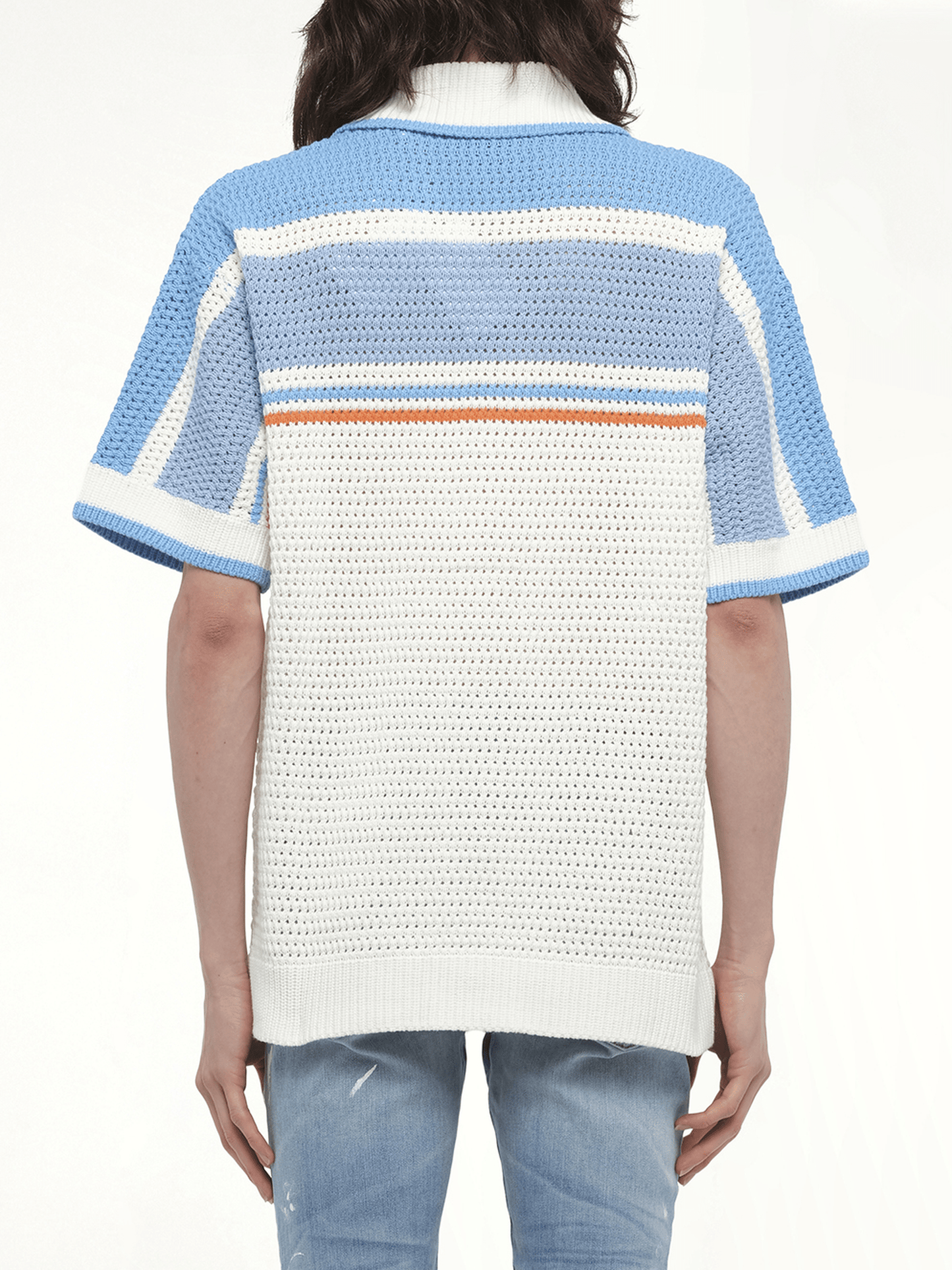 Faux Crochet Shirt in Blue