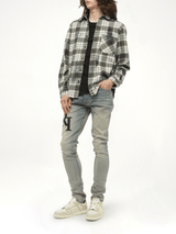 MA Quad Bleach Flannel Shirt in Black