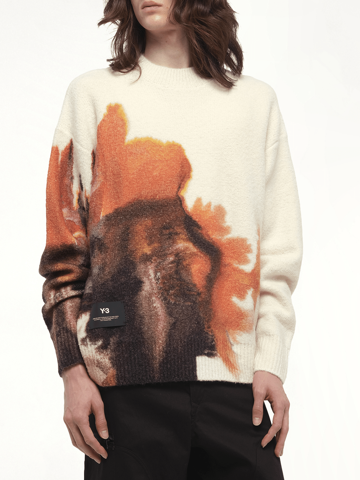 Aop Knit Crew in White