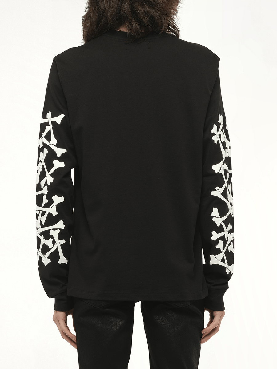 Bones Stacked L/S T-Shirt in Black